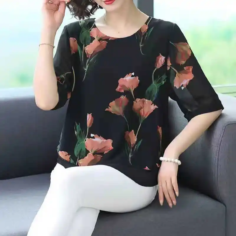 Loose chiffon short sleeved blouse small upper garment woman Western-style cover meat T-shirt temperament female thumbnail 5