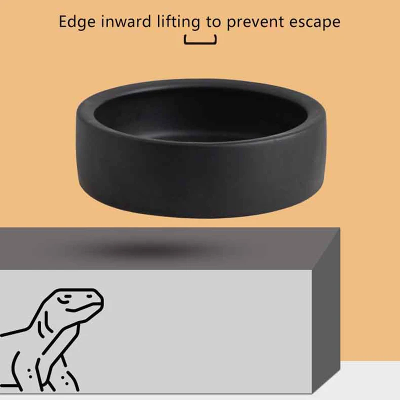 HOT! Reptile Food Bowl Anti-Escape Ceramic Feeder Dish Black White Reptile Water Bowl For Hermit Crab Gecko Chameleon Corn Snake thumbnail 6