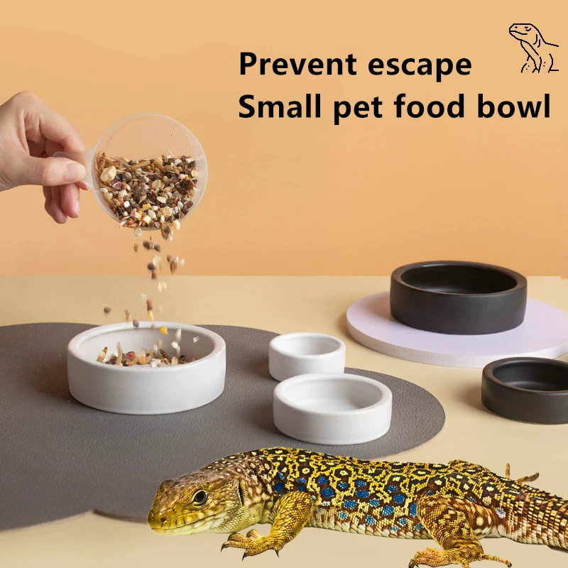 HOT! Reptile Food Bowl Anti-Escape Ceramic Feeder Dish Black White Reptile Water Bowl For Hermit Crab Gecko Chameleon Corn Snake thumbnail 3