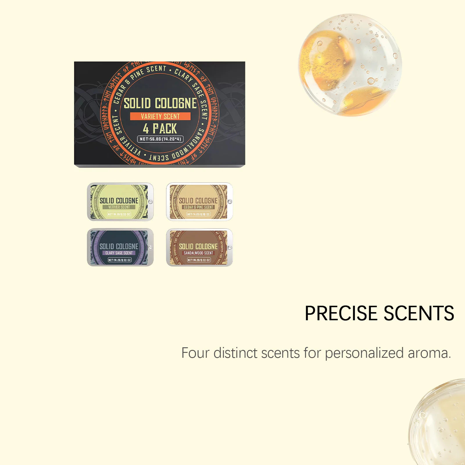 4In1 Pheromone Solid Cologne Woody Scent Set Lasting Natural Fragrance Release Charming Confidence Pocket Deodorant Solid Balm thumbnail 5