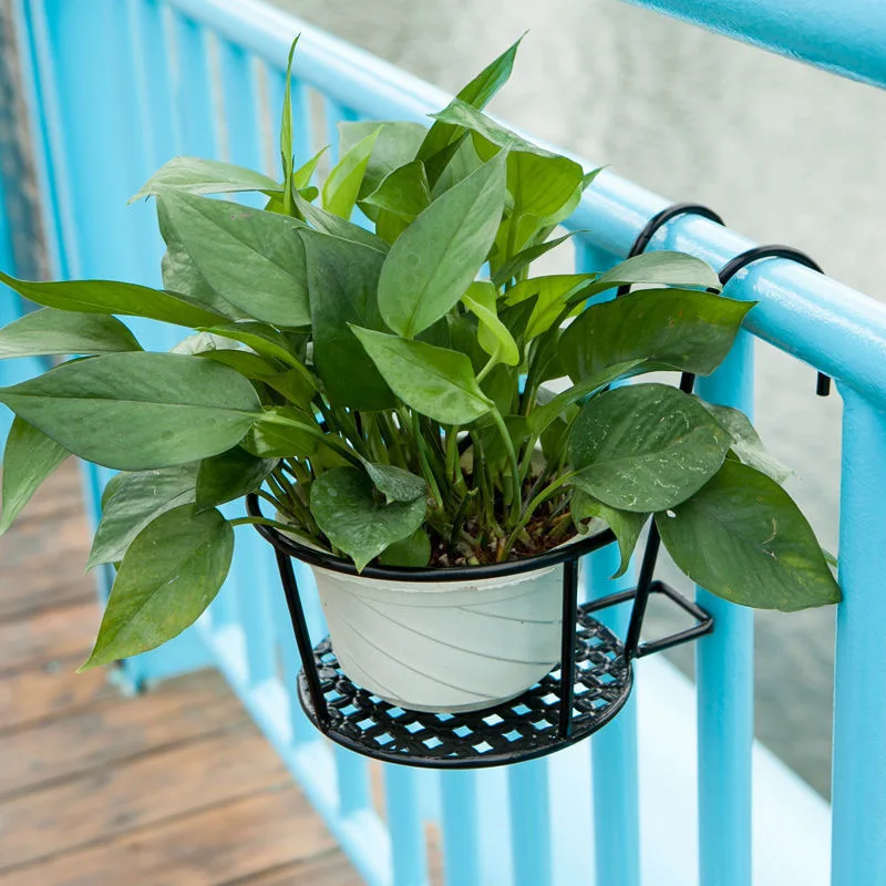 1PC Gardening Pots Outdoor Window Bonsai Stand Decoration Round Iron Art Hanging Baskets Flower Pot Balcony Hanging Plant Racks thumbnail 3