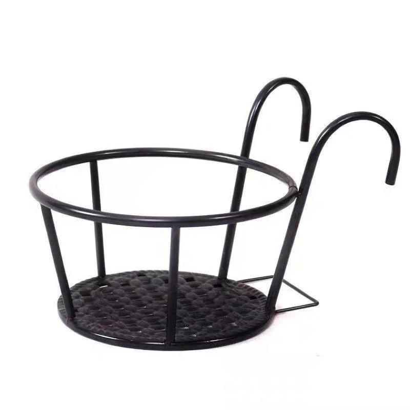 1PC Gardening Pots Outdoor Window Bonsai Stand Decoration Round Iron Art Hanging Baskets Flower Pot Balcony Hanging Plant Racks thumbnail 6