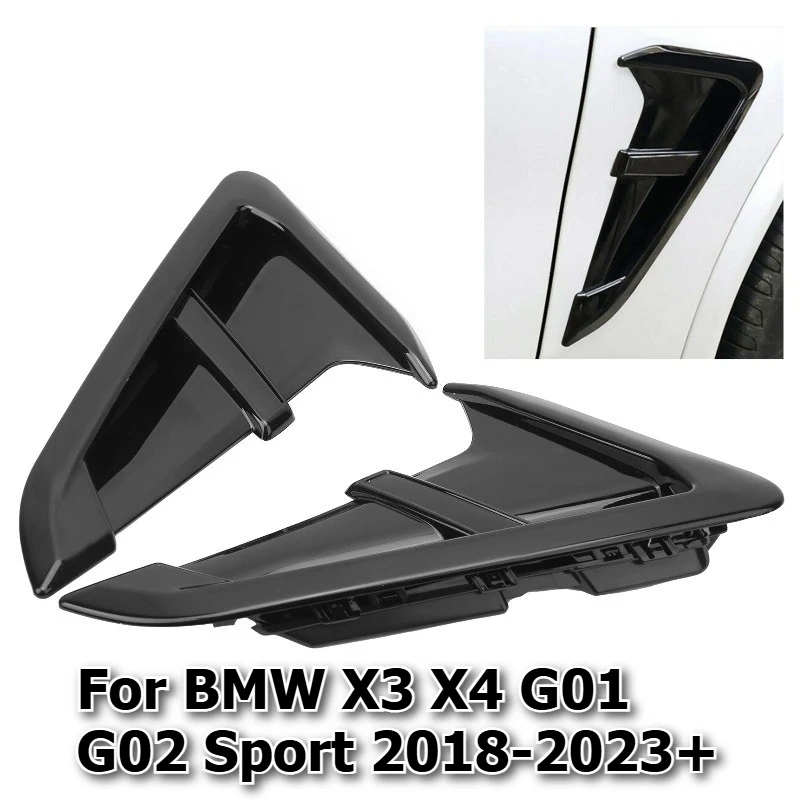 Car Side Fender Spoiler Wind Knife Side Gills Air Vent Decorative Side Wing Stickers For BMW X3 X4 G01 G02 M Sport 2018-2023+