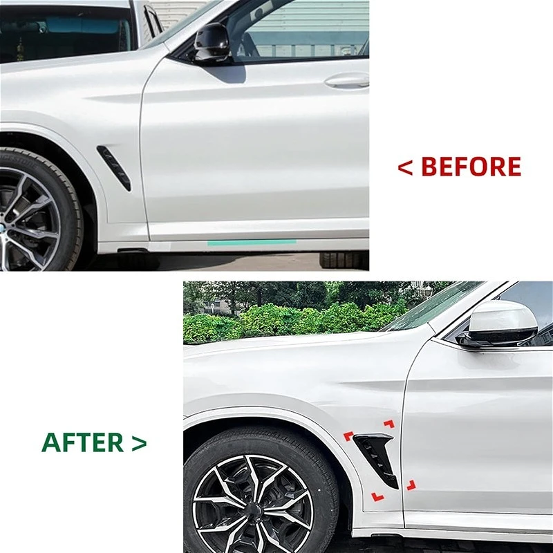 Car Side Fender Spoiler Wind Knife Side Gills Air Vent Decorative Side Wing Stickers For BMW X3 X4 G01 G02 M Sport 2018-2023+ thumbnail 5