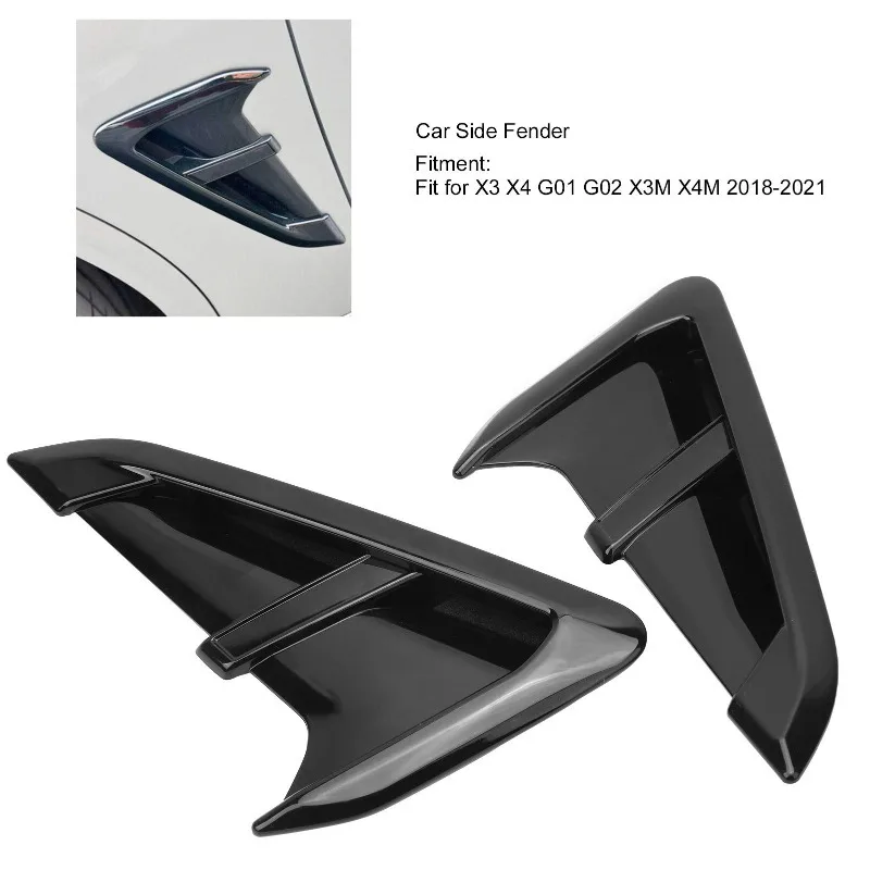 Car Side Fender Spoiler Wind Knife Side Gills Air Vent Decorative Side Wing Stickers For BMW X3 X4 G01 G02 M Sport 2018-2023+ thumbnail 2