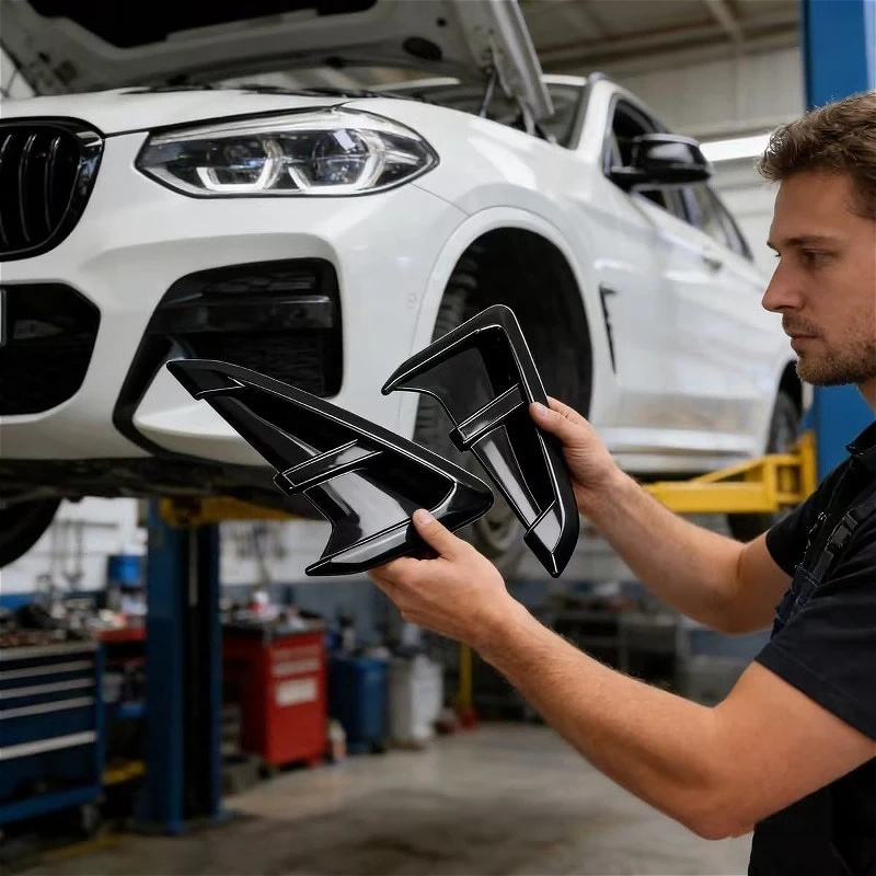 Car Side Fender Spoiler Wind Knife Side Gills Air Vent Decorative Side Wing Stickers For BMW X3 X4 G01 G02 M Sport 2018-2023+ thumbnail 4