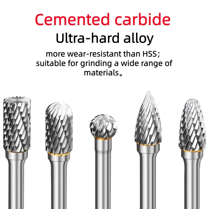 Tungsten Carbide Rotary Burrs 6mm Shank Double Cut Die Grinder Bits for Metal Grinding Deburring Carving thumbnail 4