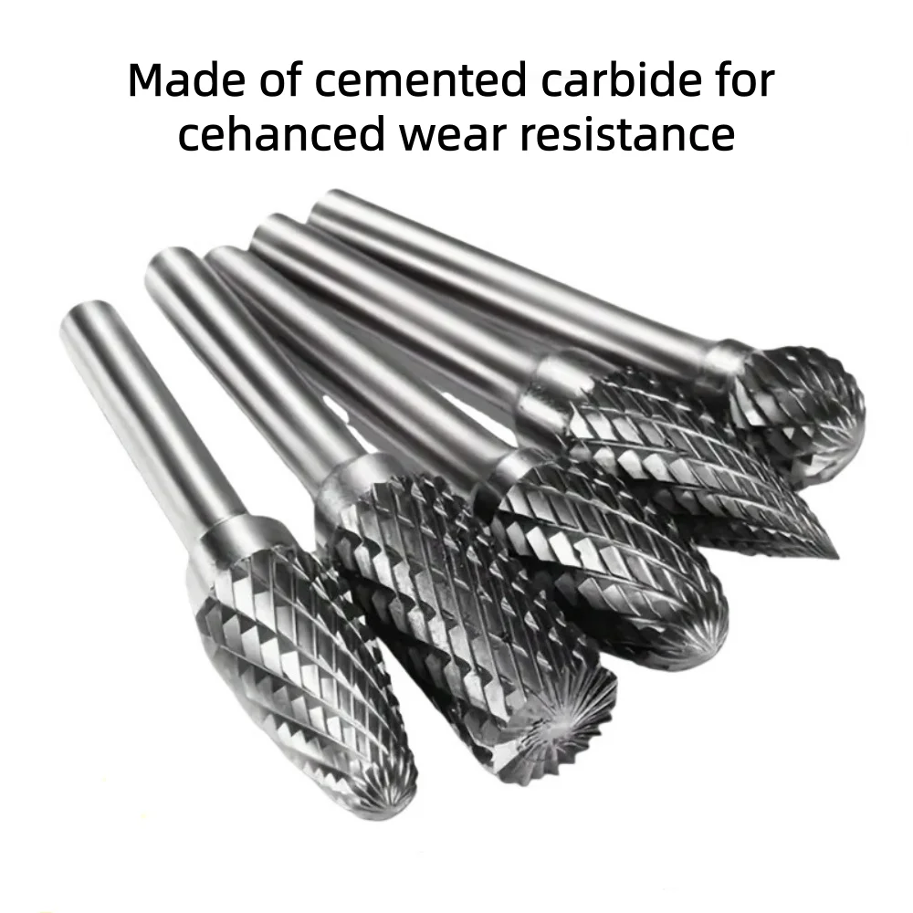 Tungsten Carbide Rotary Burrs 6mm Shank Double Cut Die Grinder Bits for Metal Grinding Deburring Carving thumbnail 2