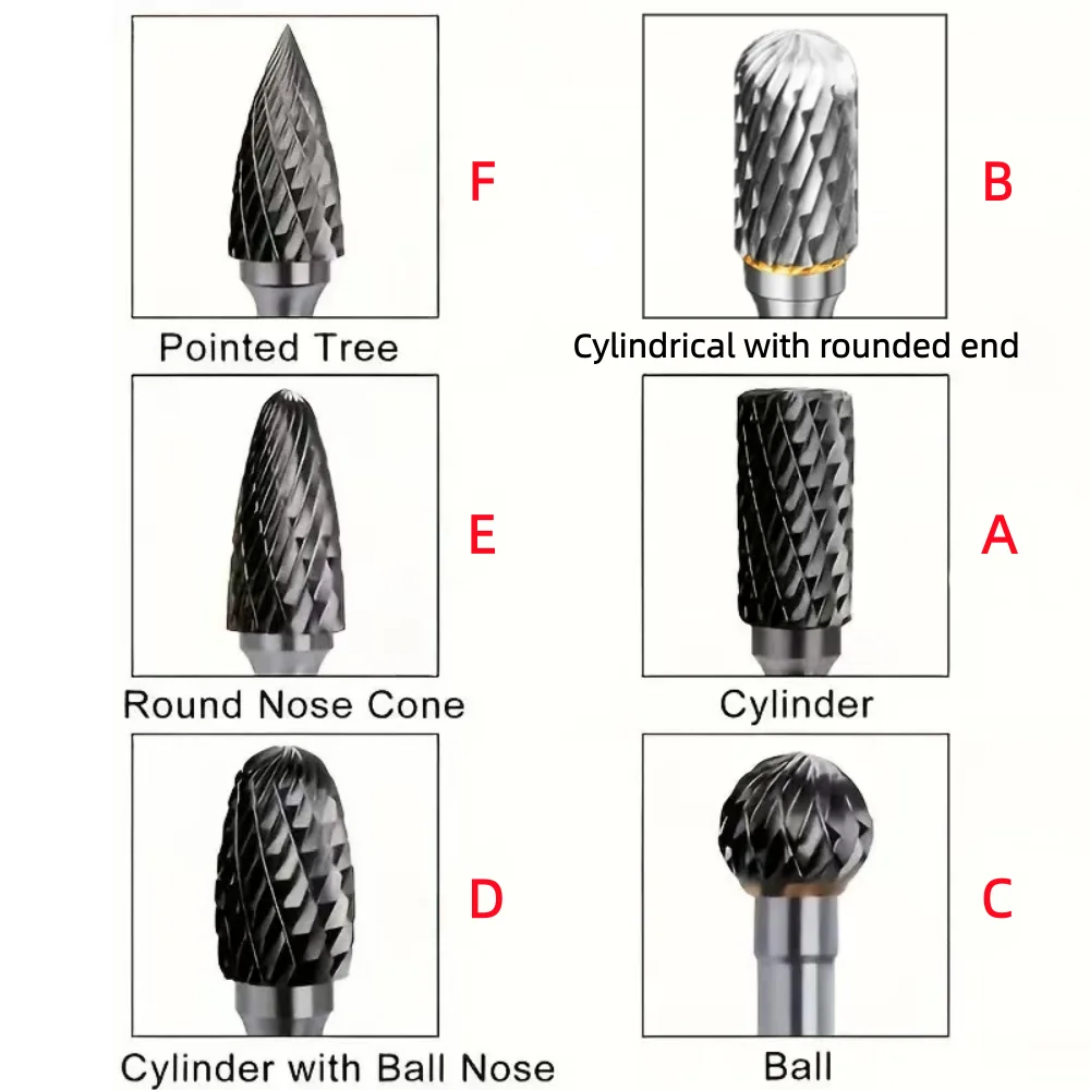 Tungsten Carbide Rotary Burrs 6mm Shank Double Cut Die Grinder Bits for Metal Grinding Deburring Carving thumbnail 5