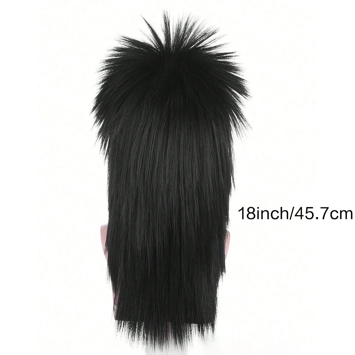 Unisex Long Black 70s 80s Mullet  Glam Rock-Rocker Cosplay Synthetic Wigs For Women And Men's Halloween, Themed Costume Party thumbnail 2