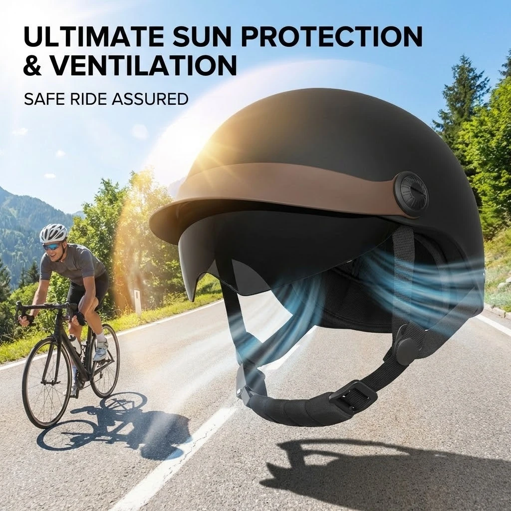 3C Certified Vintage Half Helmet UltraLight ABS Shell Breathable for Electric Bicycle Scooter Men Women Unisex Riding Safety