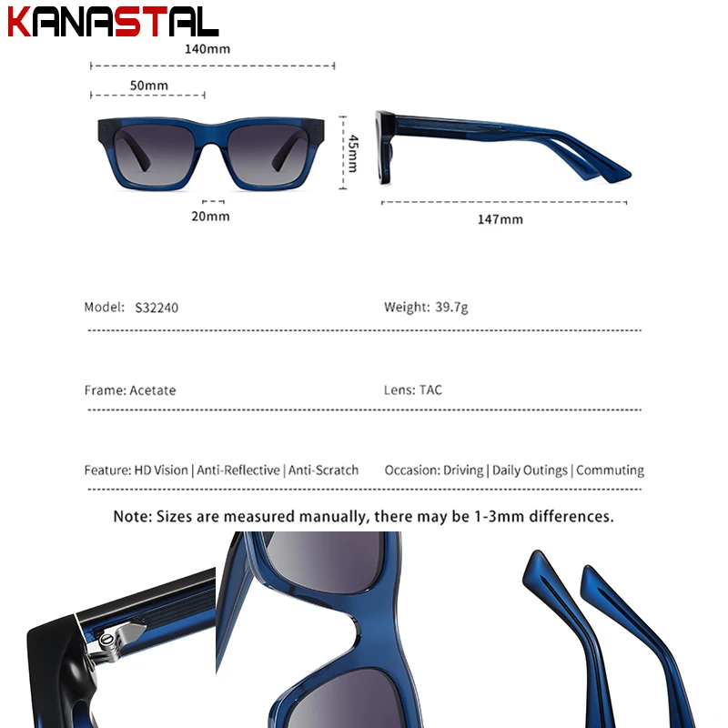 Men Polarized Sunglasses Women UV400 Sun Glasses Acetate Eyeglasses Frame Driving Travel Beach Goggles Anti Glare Shade Eyewear thumbnail 5