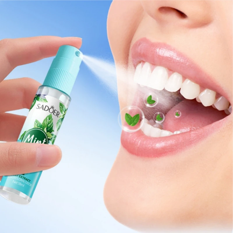 Mint and Peach Flavored Fresh Mouth Spray to Freshen Breath and Eliminate Bad Breath
