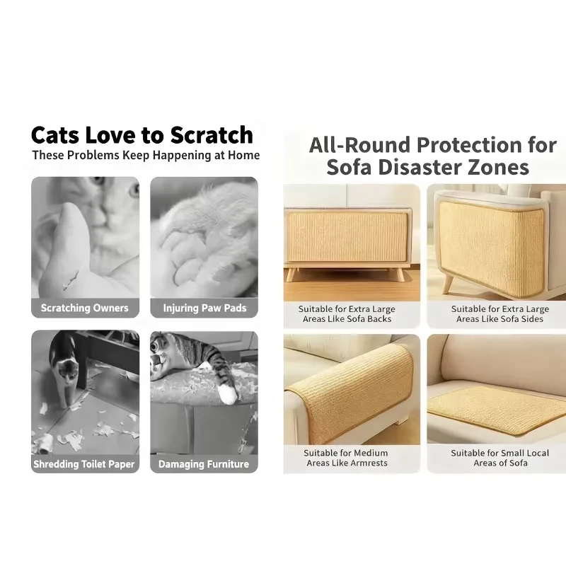 Standing Sisal Cat Scratcher with Hanging Ball, Space Saving Cat Furniture, Protect Sofa Chair Door, No Cat Tree Included thumbnail 2
