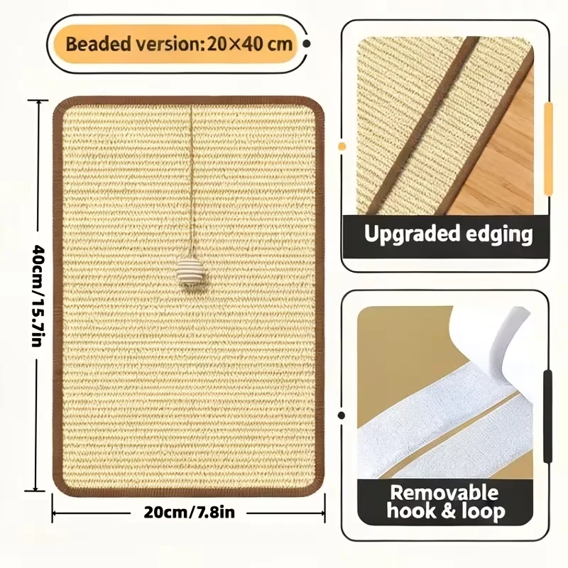 Standing Sisal Cat Scratcher with Hanging Ball, Space Saving Cat Furniture, Protect Sofa Chair Door, No Cat Tree Included thumbnail 4
