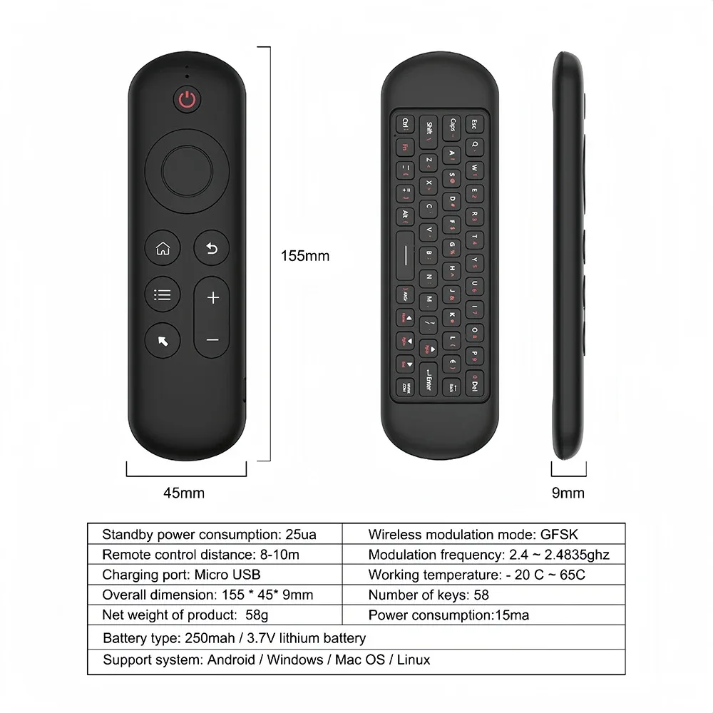 KEBIDUMEI Air Mouse Remote Control 2.4G Wireless Mouse Bluetooth Keyboard and Mouse Rechargeable Mini Keyboard for TV BOX Laptop thumbnail 6