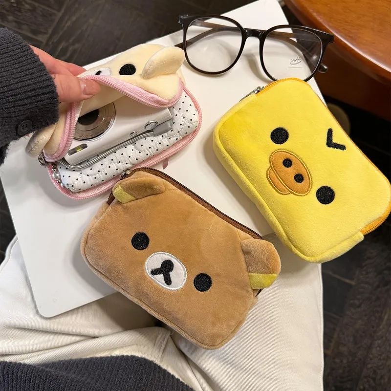 Kawaii Rilakkuma Multi Case Kiiroitori Korilakkuma Bear Coin Purse Wallet Cosmetic Makeup Bags Organizer Storage Bag Cute Gifts thumbnail 3