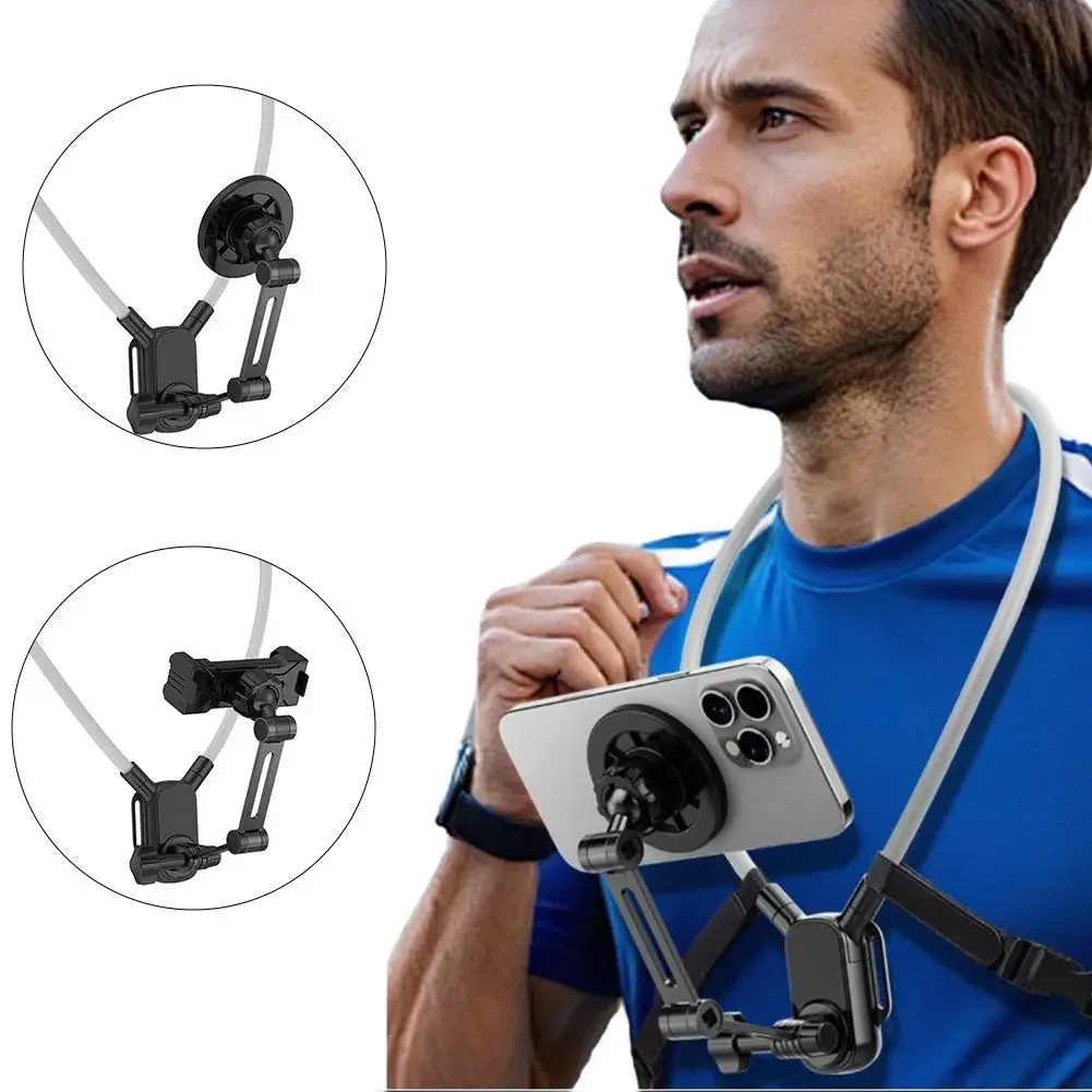 Universal Neck Mount Phone Camera Holder,Magnetic And Clip Compatible With IPhone Samsung 360 Rotation Hands-Free For Video Live thumbnail 2