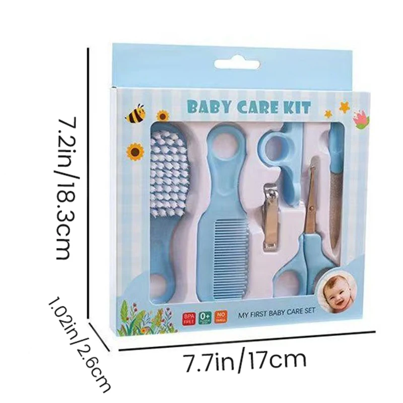 5-in-1 Baby Grooming Kit Pink/Blue Newborn Care Set with Brush, Comb & Nail Tools thumbnail 6