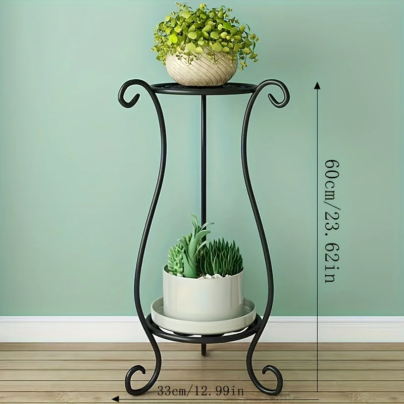 Elegant Double-Layered Metal Flower Rack Stand - Multi-Layer Floor Standing Plant Display with Modern European Style for thumbnail 4