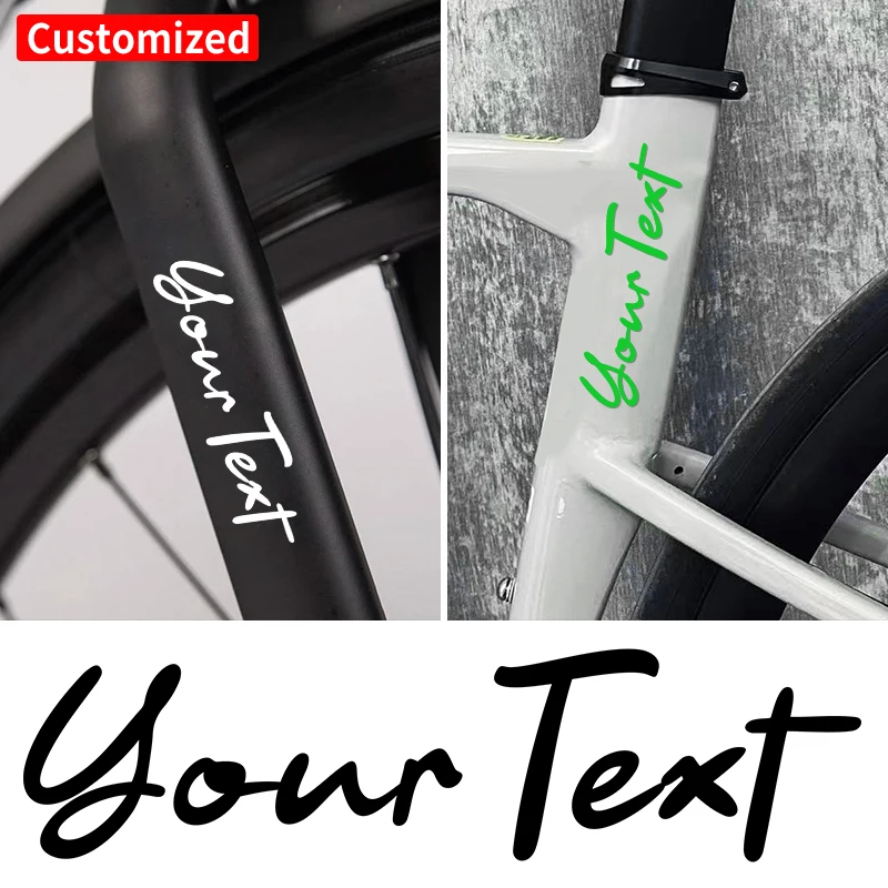 1PC Handwritten Style Custom Bicycle Stickers Frame Personalized Waterproof DIY Motorcycle Helmet MTB Bike Top Tube Vinyl Decals thumbnail 5