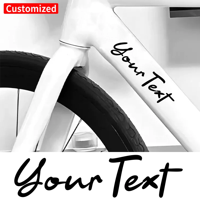 1PC Handwritten Style Custom Bicycle Stickers Frame Personalized Waterproof DIY Motorcycle Helmet MTB Bike Top Tube Vinyl Decals thumbnail 3
