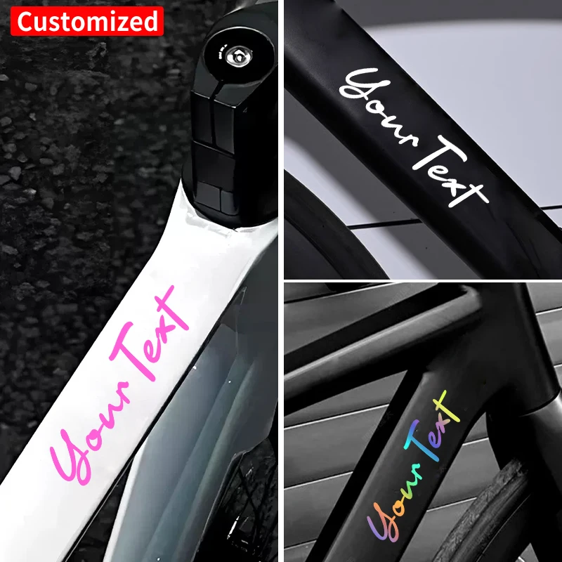 1PC Handwritten Style Custom Bicycle Stickers Frame Personalized Waterproof DIY Motorcycle Helmet MTB Bike Top Tube Vinyl Decals thumbnail 6