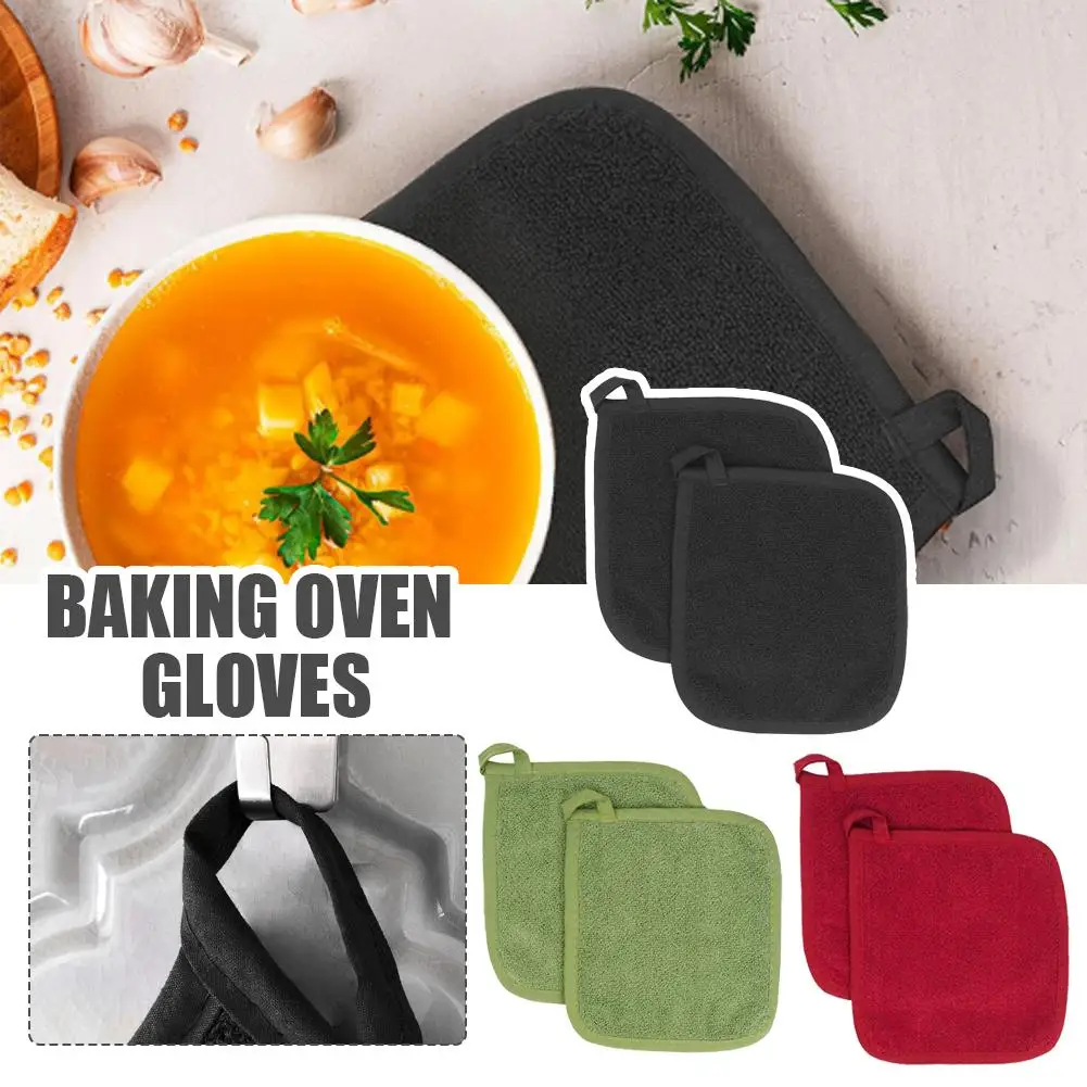 High Temperature Resistant Kitchen Baking Set Thickened Loop Cloth Insulation Gloves Microwave Oven Insulation Pad