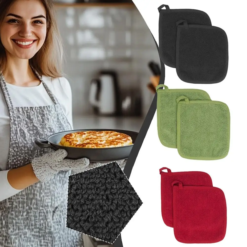 High Temperature Resistant Kitchen Baking Set Thickened Loop Cloth Insulation Gloves Microwave Oven Insulation Pad thumbnail 2