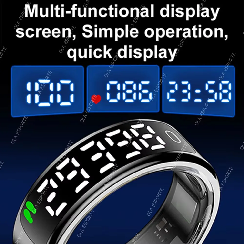 2026 New SR08 Smart Ring Men Women LED Display Screen Heart Rate Blood Oxygen Monitoring 5ATM Waterproof Multi Sports Modes Gift thumbnail 2