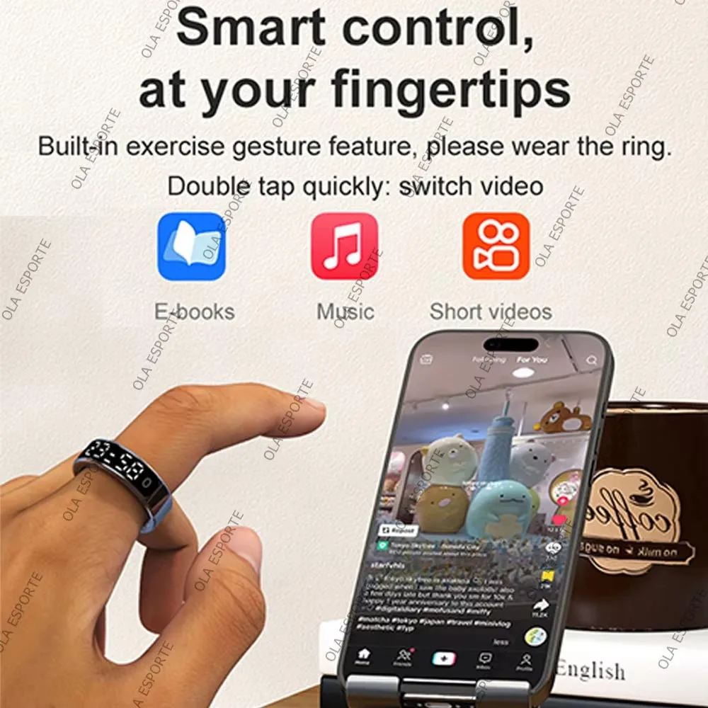 2026 New SR08 Smart Ring Men Women LED Display Screen Heart Rate Blood Oxygen Monitoring 5ATM Waterproof Multi Sports Modes Gift thumbnail 5