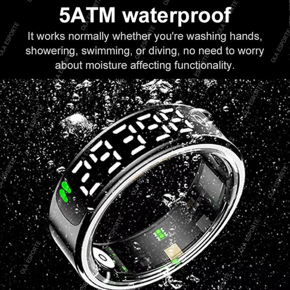 2026 New SR08 Smart Ring Men Women LED Display Screen Heart Rate Blood Oxygen Monitoring 5ATM Waterproof Multi Sports Modes Gift thumbnail 4