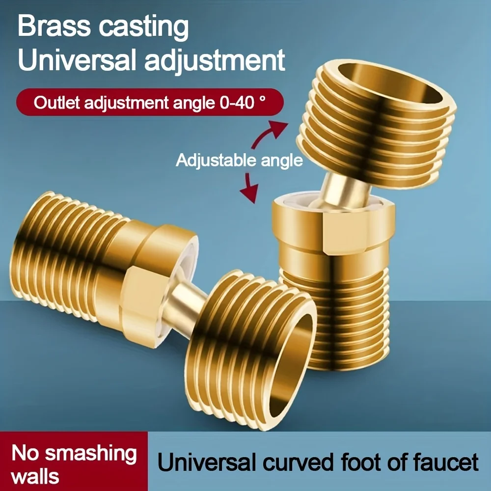 Wall Mounted Eccentric Screw Brass 360° Rotatable Adjustable Angled Curved Foot Universal Curved Foot Shower Faucet Adapter thumbnail 3