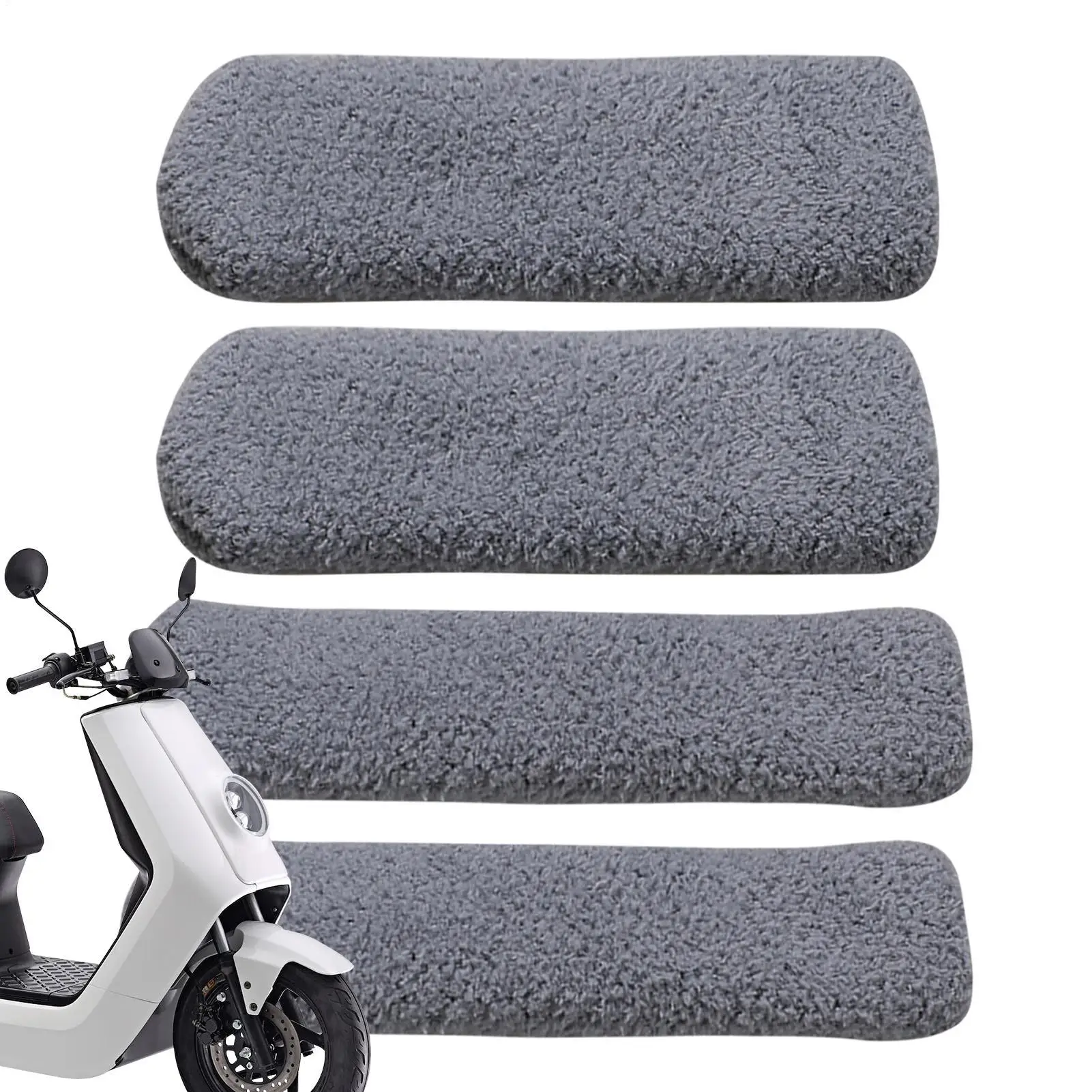 4Pcs Winter Motorcycle Grip Covers Plush Soft Handlebar Covers For Cold Weather Riding For Men Women, Wind Protection thumbnail 2