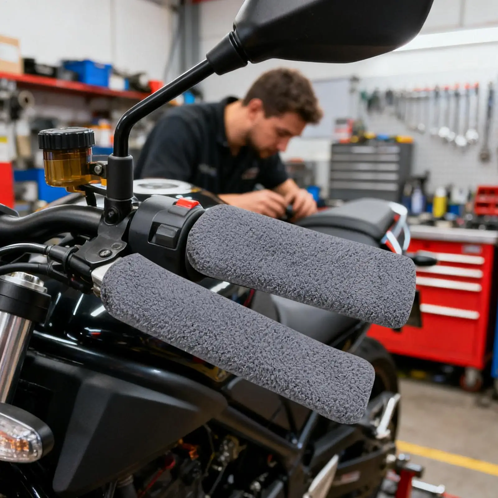 4Pcs Winter Motorcycle Grip Covers Plush Soft Handlebar Covers For Cold Weather Riding For Men Women, Wind Protection thumbnail 5