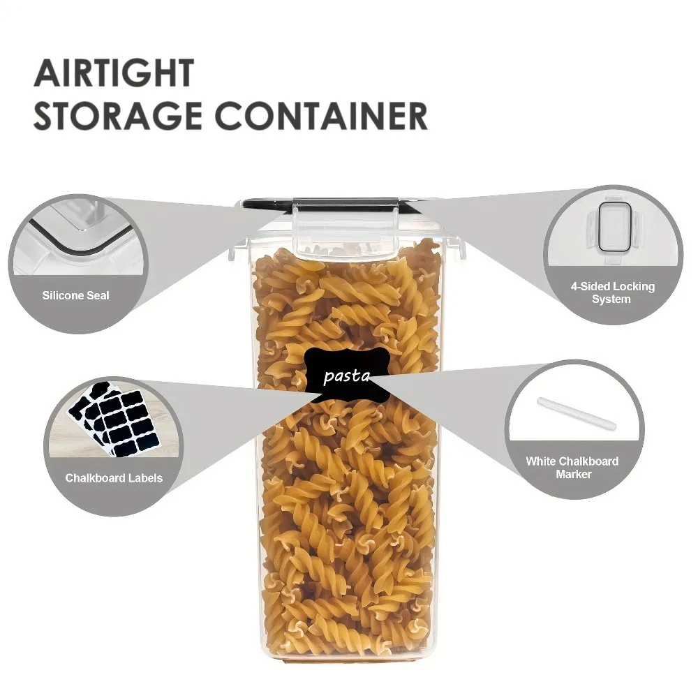 12-Piece Food Storage Containers with Lids, Plastic Kitchen Pantry Organizers for Dry Goods Flour Sugar thumbnail 2