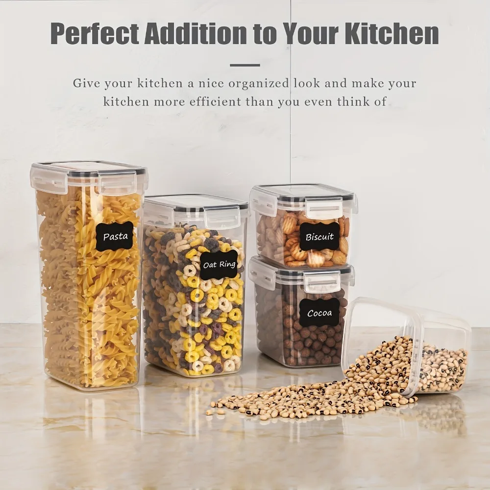 12-Piece Food Storage Containers with Lids, Plastic Kitchen Pantry Organizers for Dry Goods Flour Sugar thumbnail 5