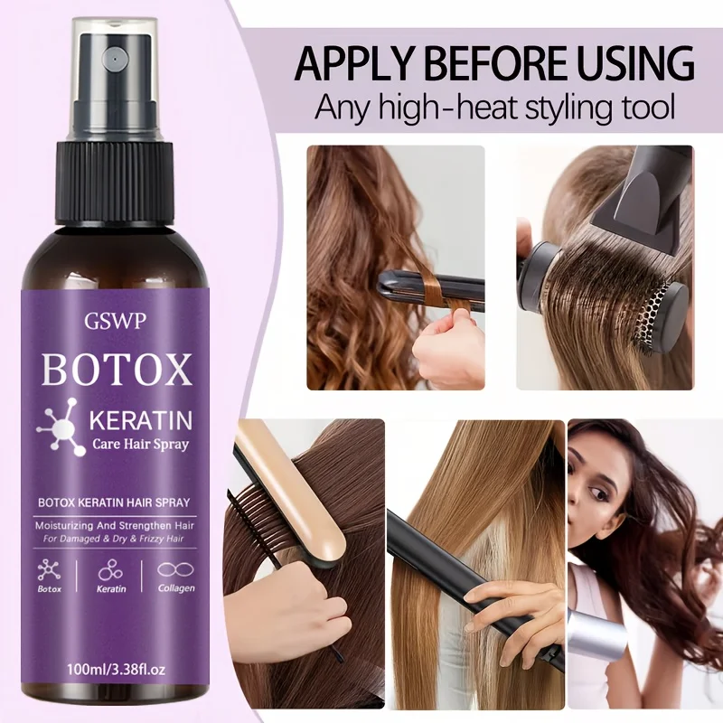 GSWP Botox Keratin Treatment Hair Spray, moisturizes and strengthens hair, reduces tangles, split ends, no need towash.100/200ml thumbnail 6