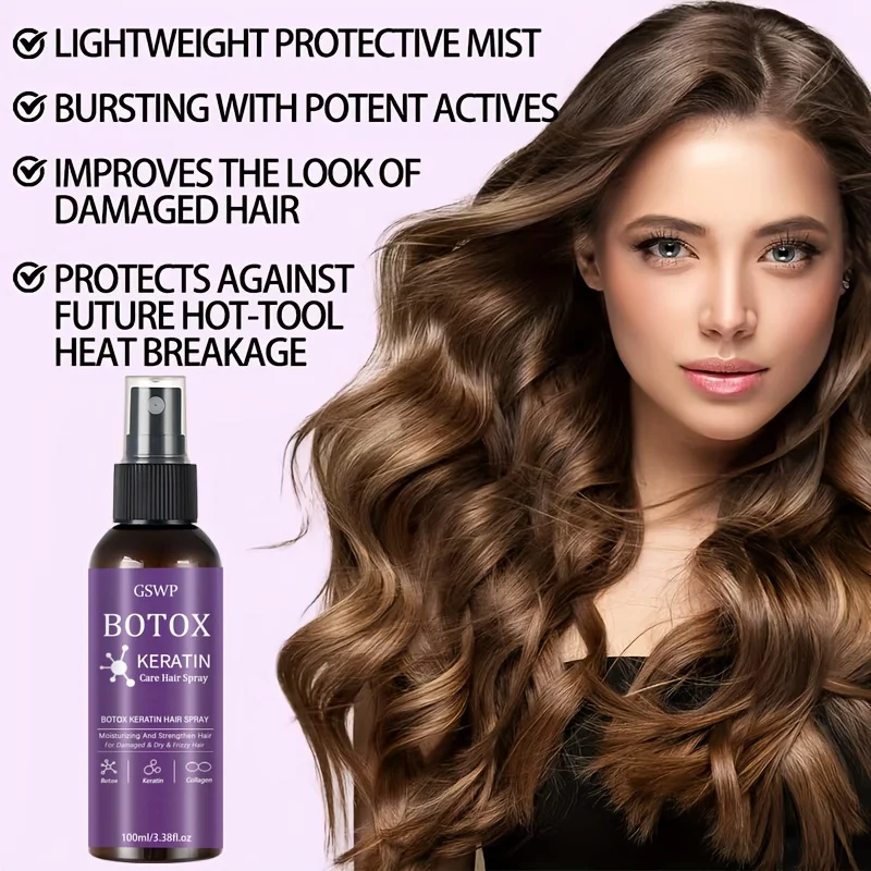 GSWP Botox Keratin Treatment Hair Spray, moisturizes and strengthens hair, reduces tangles, split ends, no need towash.100/200ml thumbnail 2