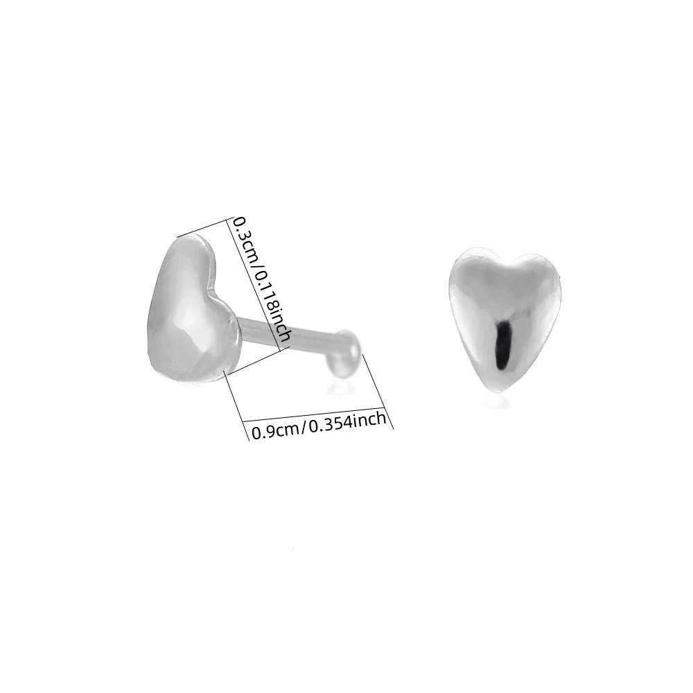 Cute Heart-shaped Nose Nail, Tongue Nail, Lip Nail, Body Piercing, Gold Silver Shiny Matte Surface, Body Piercing Jewelry thumbnail 3