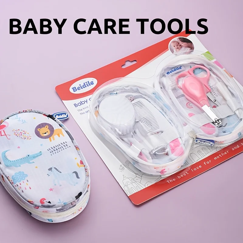 9pcs/set Baby Healthcare & Grooming Kit - Baby Comb, Brush, Finger Toothbrush, Nail Clippers Files, Scissors - Nursery Care Kit thumbnail 2