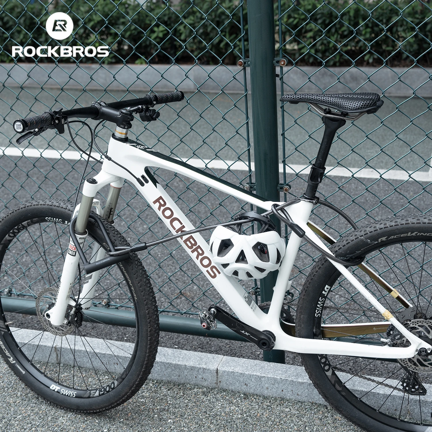 ROCKBROS Anti-Theft Bike U-Lock Optional Cable Combo Zinc Alloy Body with Silicone Waterproof Shell Portable Bicycle Accessories thumbnail 3
