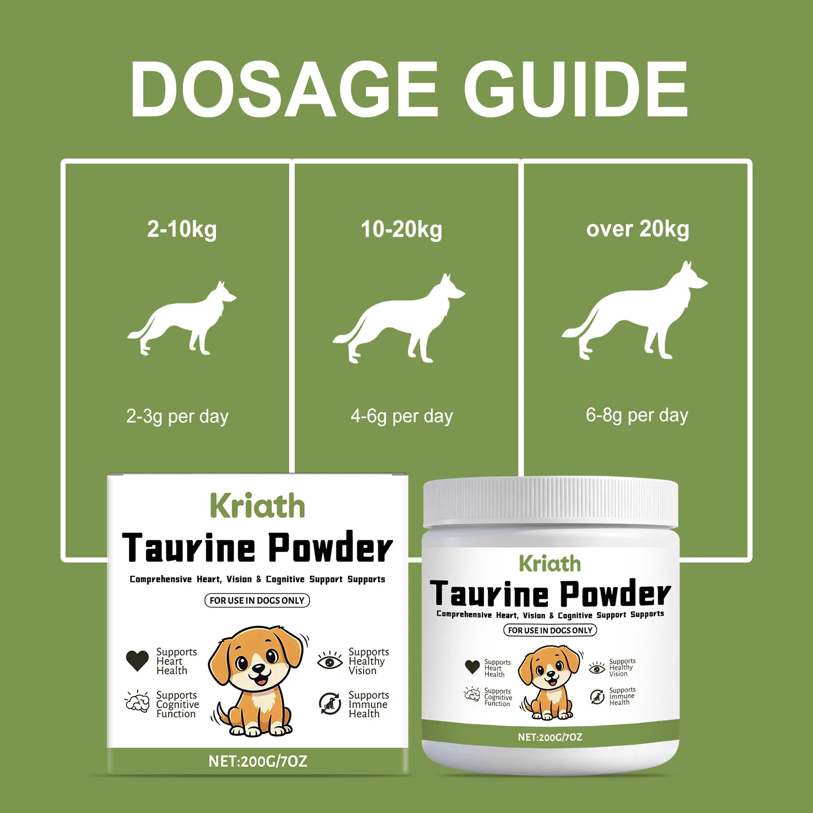 Pet Taurine Powder Support Heart Wellness Maintain Normal Vision Function Enhance Hair Radiance Dog Daily Nutrients Supplement thumbnail 5
