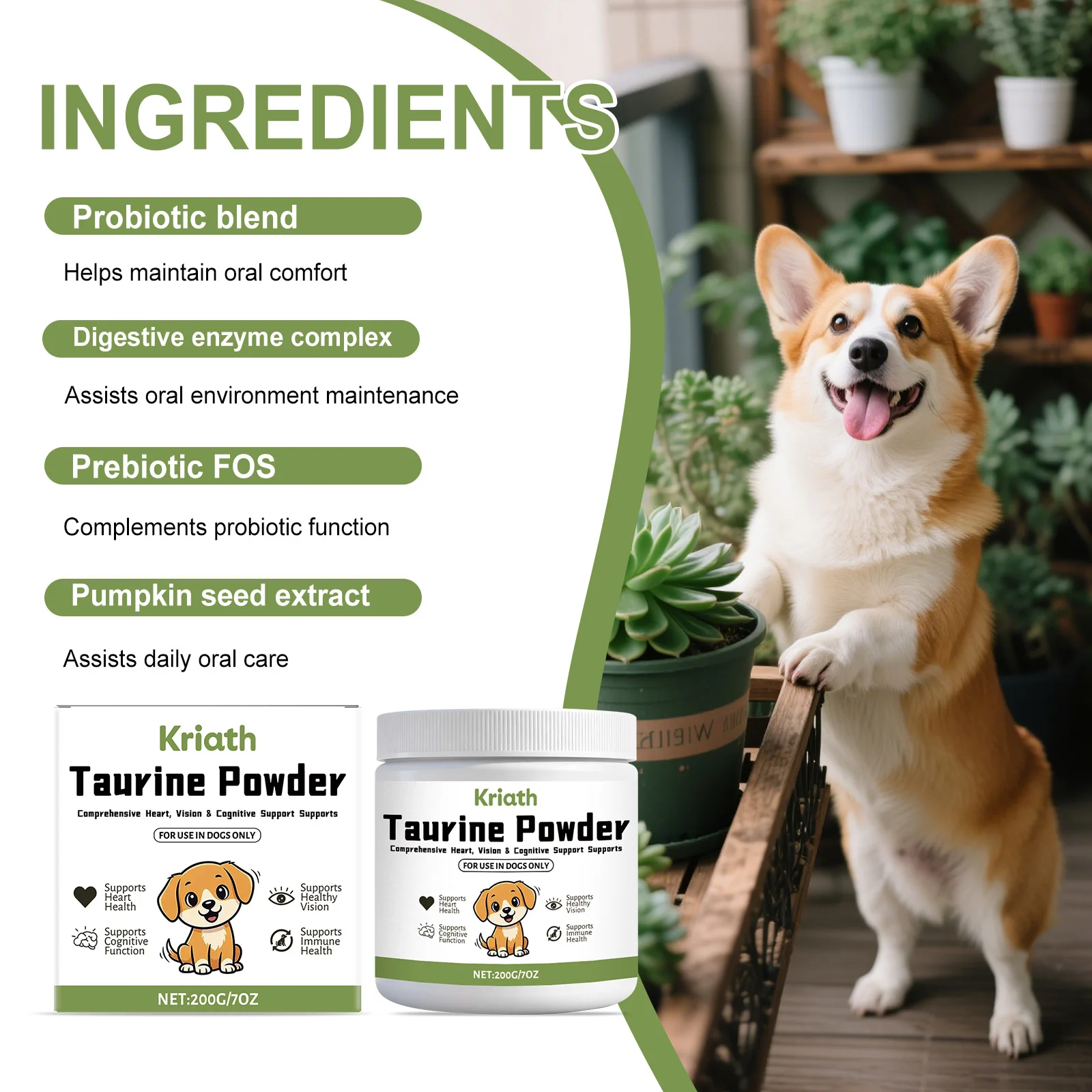 Pet Taurine Powder Support Heart Wellness Maintain Normal Vision Function Enhance Hair Radiance Dog Daily Nutrients Supplement thumbnail 4