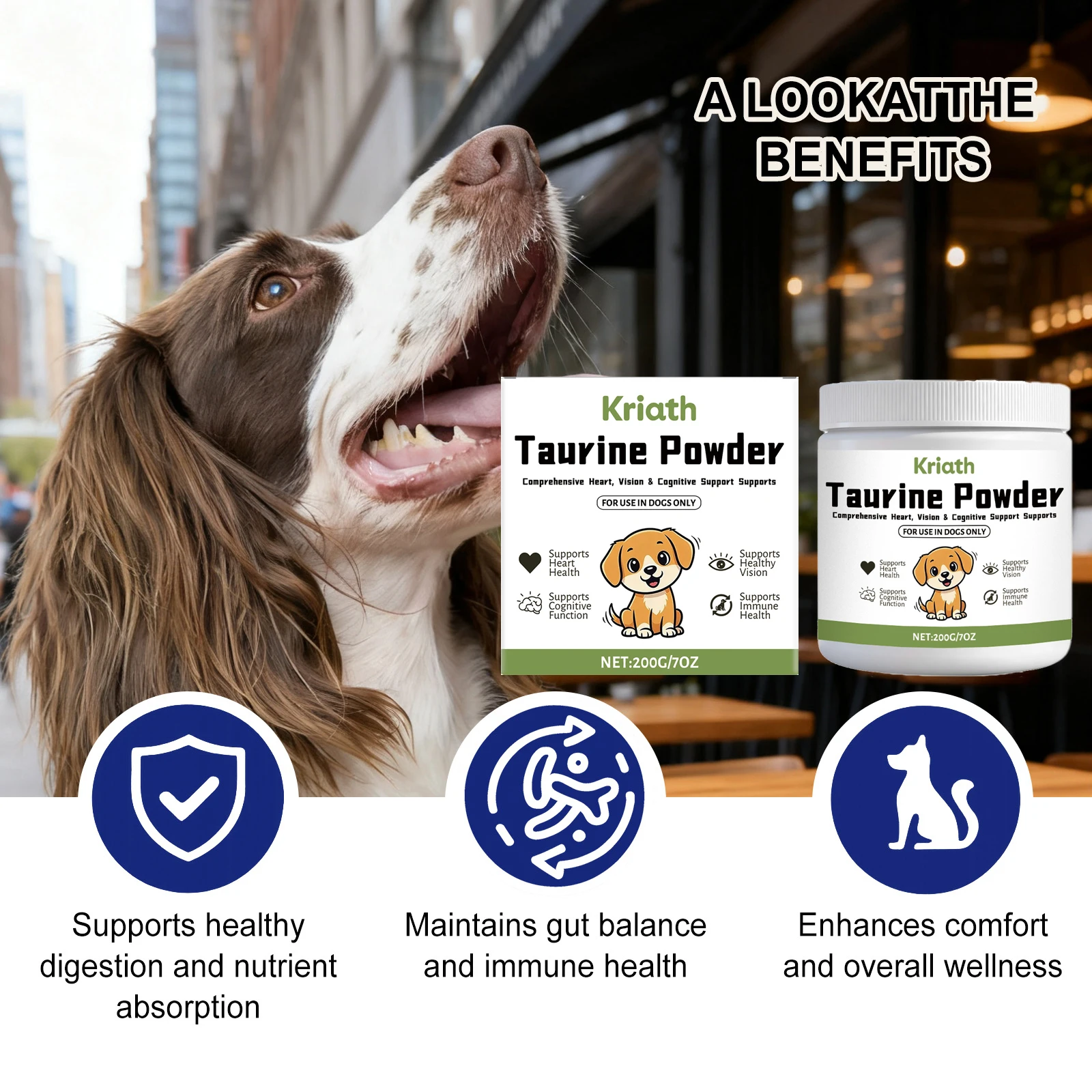 Pet Taurine Powder Support Heart Wellness Maintain Normal Vision Function Enhance Hair Radiance Dog Daily Nutrients Supplement thumbnail 3