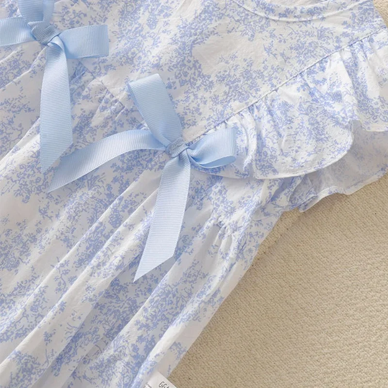 0-24M Newborn Sets Romper+ Matching Hat Summer Baby Girls 100% Cotton Floral Princess Bodysuit Double Bows Infant Clothes thumbnail 6