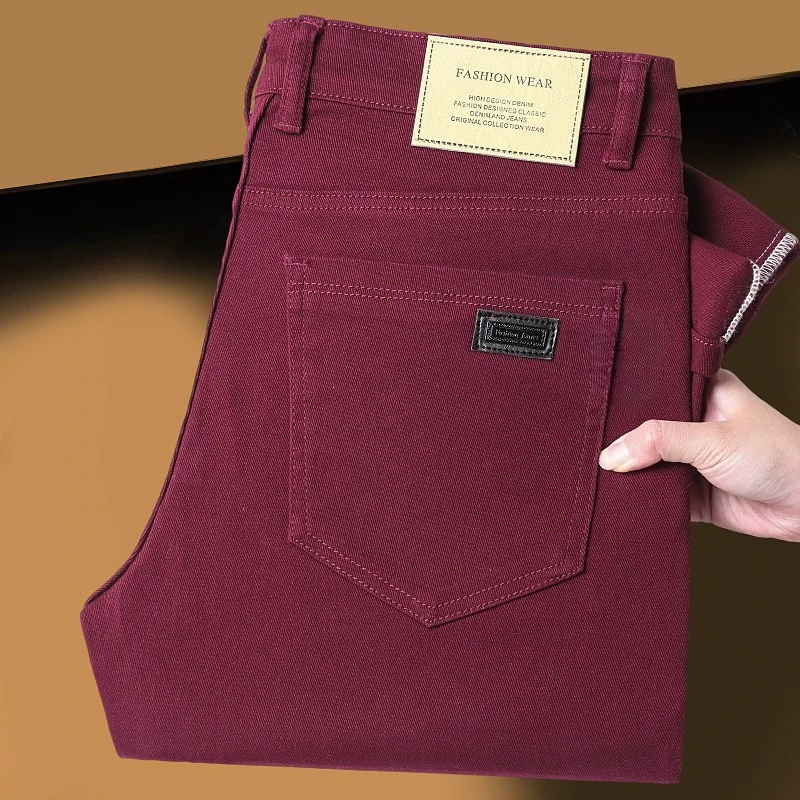 2026 Spring Autumn New Men's Clothing Slim Jeans Fashion Brown Business Casual Stretch Denim Pants Male Brand Trousers 28-44 thumbnail 2