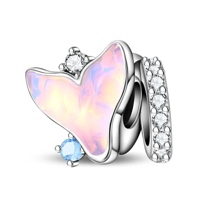 New Silver Bicycle Floral Blue Shoe Playful Turtle Jellyfish Snowflake Gem Opal Four-leaf Clover Charm Beads Fit Bracelet Gift thumbnail 5