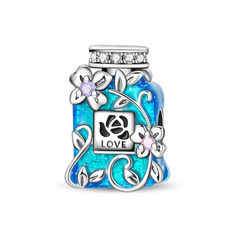 New Silver Bicycle Floral Blue Shoe Playful Turtle Jellyfish Snowflake Gem Opal Four-leaf Clover Charm Beads Fit Bracelet Gift thumbnail 3