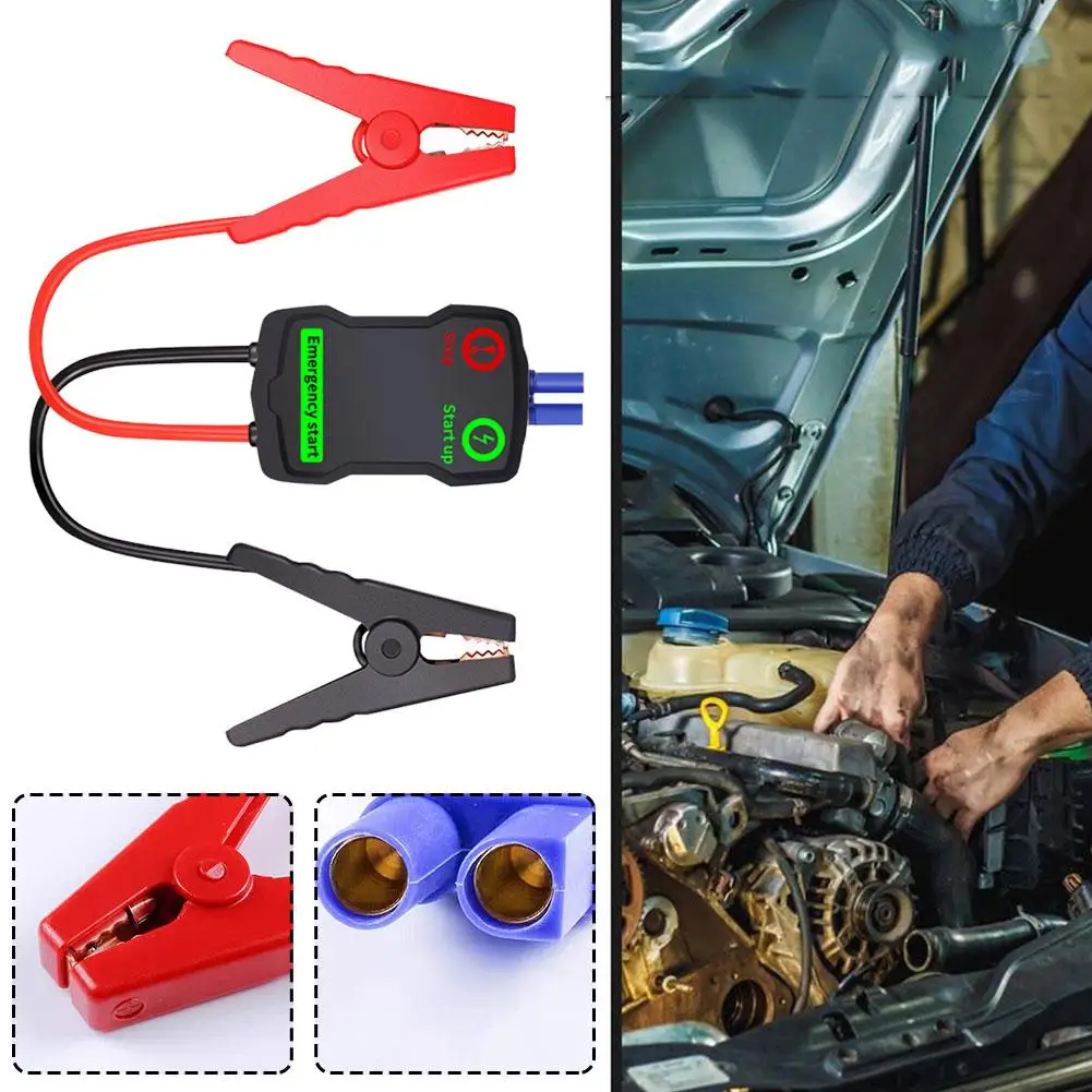 12V Car Jump Starter Intelligent Emergency Battery Alligator Clamps Red-Black Clips Auto Booster Cable for 12V Cars thumbnail 3